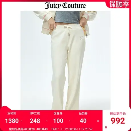 Juicy Couture橘滋休闲裤女冬季新款美式宽松直筒显瘦天鹅绒长裤图片