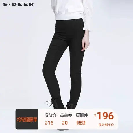 sdeer圣迪奥女装时尚松紧打底鲨鱼紧身长裤S22180801图片