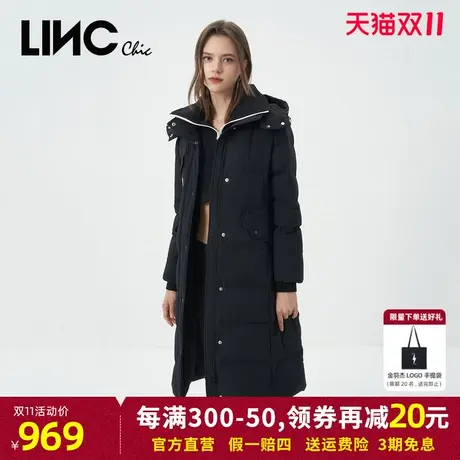 LINC金羽杰2023冬新款简约品质感通勤反季断码女款中长款羽绒服女图片