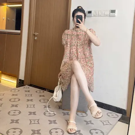 夏季女装连衣裙雪纺夏季2025新款碎花高端别致漂亮减龄大码胖mm图片