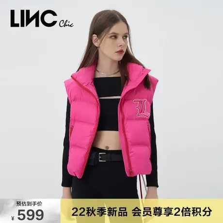 LINC金羽杰2023秋冬新款潮酷造型感轻暖反季断码女款羽绒服马甲女图片