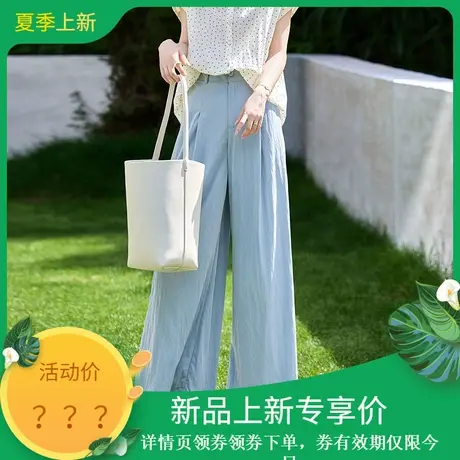 时尚气质休闲长裤2025年夏季新款女高腰显瘦百搭阔腿宽松直筒裤图片
