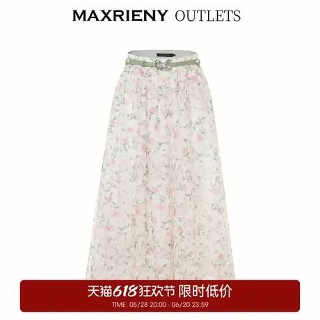 【奥莱】MAXRIENY浪漫碎花半身裙夏款玫瑰印花裙图片