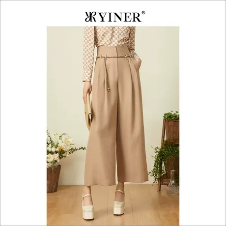 YINER音儿专柜女装2022夏季新款气质醋纤阔腿裤休闲裤图片