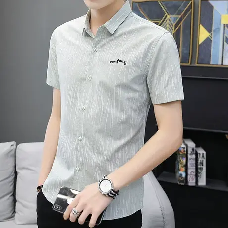 新款夏季薄短袖衬衫男韩版潮流商务男士半袖衬衣帅气寸衫上衣男装图片