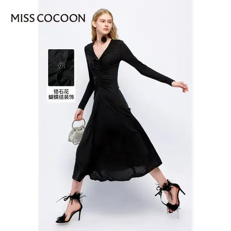 MISSCOCOON【莫奈花园】24春新款年会礼服浪漫优雅修身抽褶连衣裙图片