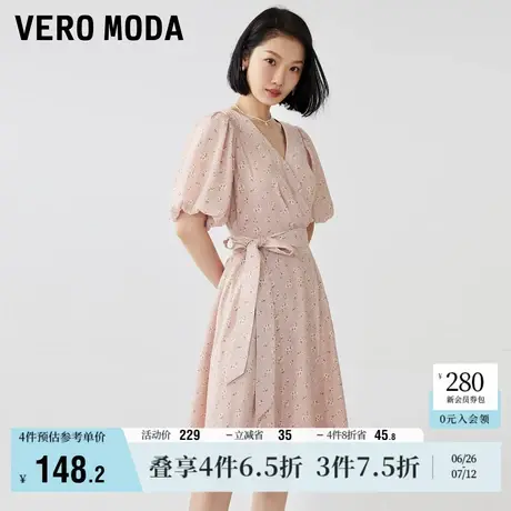 Vero Moda奥莱连衣裙夏季新款甜美温柔碎花V领泡泡袖气质浪漫气质图片