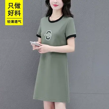 恋上17号夏季t恤连衣裙女2023新款时尚洋气中年妈妈宽松显瘦百搭图片