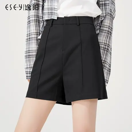 逸阳休闲短裤女2023夏季新款四分韩版松紧高腰显瘦宽松A字三分裤图片
