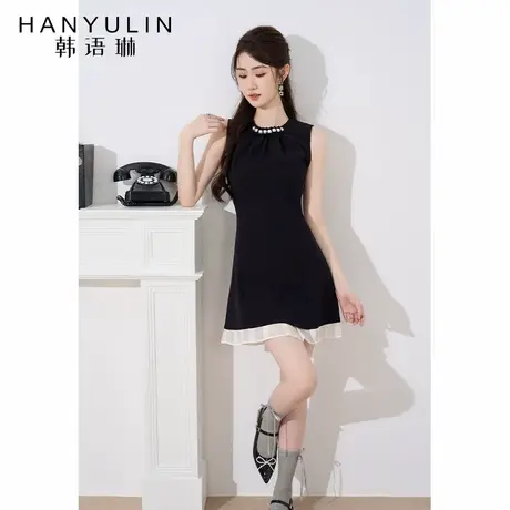 气质无袖连衣裙2025新款女夏季法式收腰a字裙小众设计感修身裙子图片