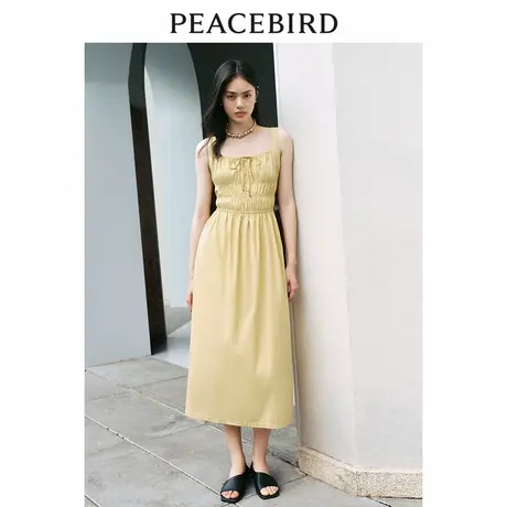 【昕怡粉丝专享】太平鸟女装无袖茶歇连衣裙夏新款法式纯色吊带裙图片