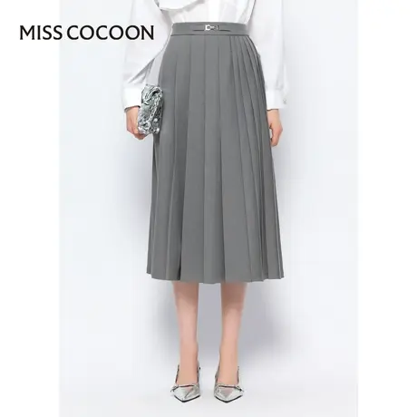 MISSCOCOON【反叛风潮】24春新款摩登立体高腰不规则压褶半身裙图片