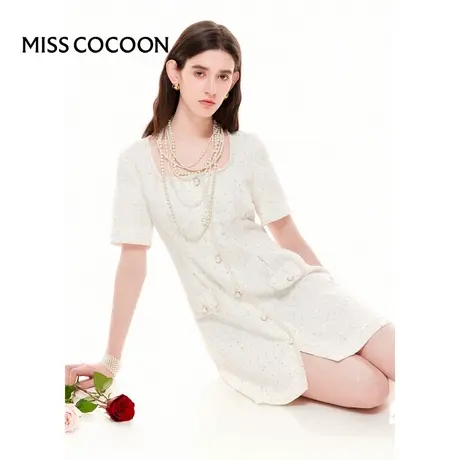 可可尼COCOON2024秋季新款收腰修身高级感法式裙轻奢小香风连衣裙图片