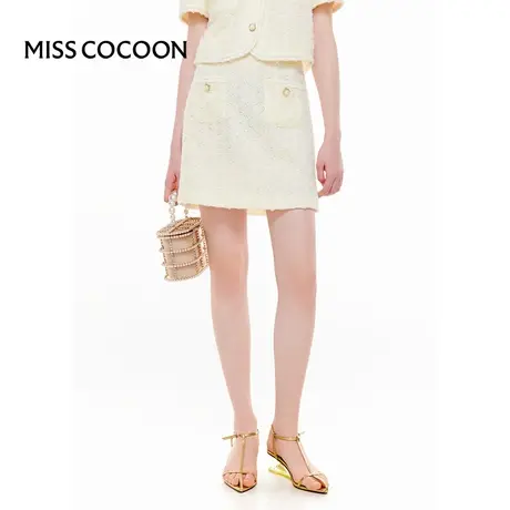 可可尼COCOON2025夏季新款时髦立体花朵肌理感小香风半裙女图片