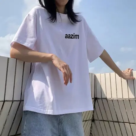 纯棉短袖T恤女装2023年新款夏季韩版大码宽松t桖上衣设计感小众潮图片