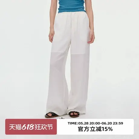 omont蛋挞家复古肌理感松紧腰休闲裤子2025夏宽松松弛直筒拖地裤图片