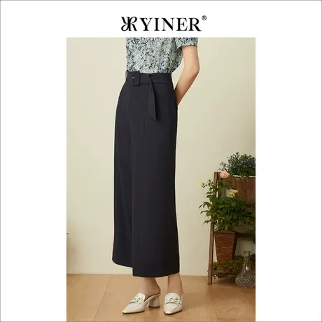 YINER音儿专柜女装2022夏季新款休闲裤高腰垂感阔腿裤图片