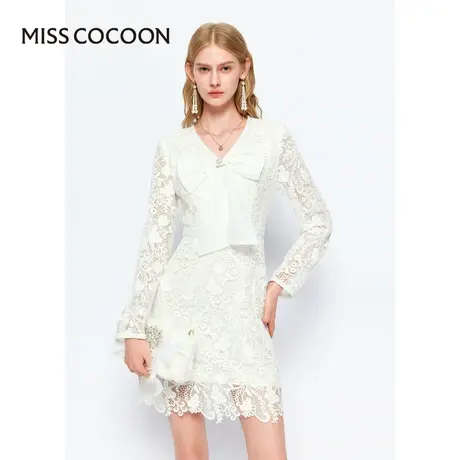 MISSCOCOON【塞班河的日落】24春新款年会礼服蕾丝浪漫减龄连衣裙图片