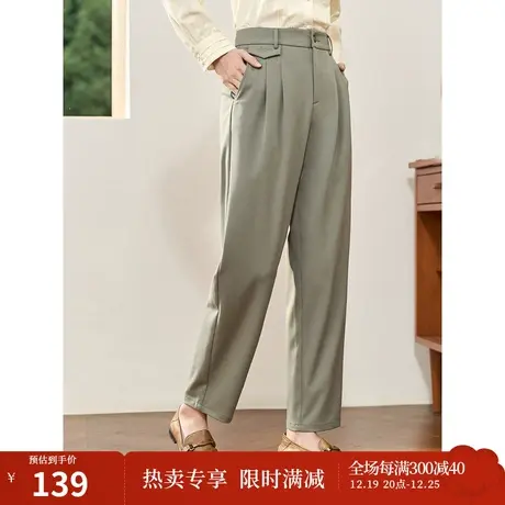 茵曼九分裤子2023秋女装新款中腰松紧腰宽松遮胯显瘦哈伦裤萝卜裤图片