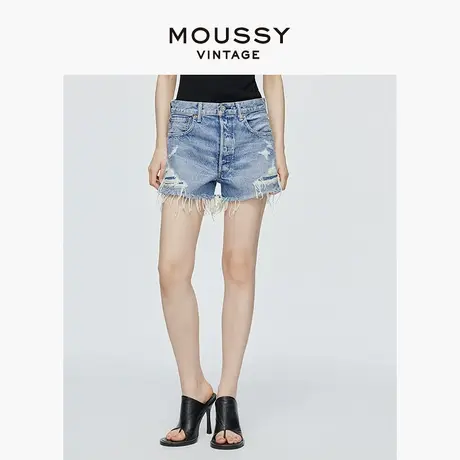 MOUSSY VINTAGE 2025夏季新品磨破短款四粒扣牛仔裤540GSC11-1260图片