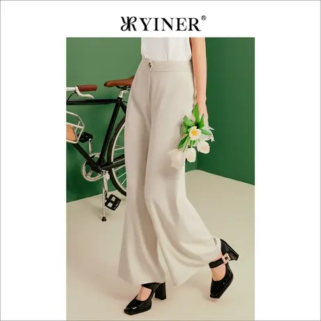 YINER音儿女装春季法式优雅时尚气质高腰阔腿裤休闲长裤图片