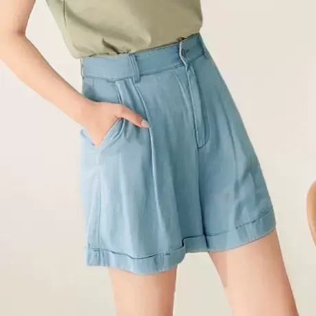 桔熊夏季宽松牛仔短裤子女度假休闲凉爽薄款高腰a字裤大码BA6705商品大图