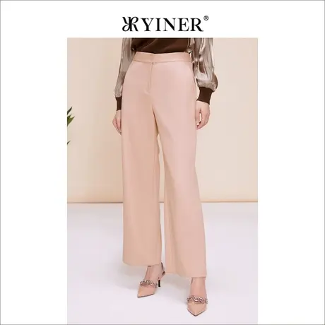YINER音儿女装春季通勤羊毛直筒阔腿裤休闲裤图片