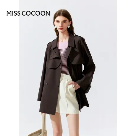 MISSCOCOON【高知touch】24春新款美丽诺羊毛双挡风片斗篷式风衣图片