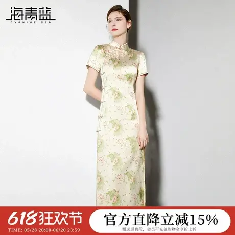 海青蓝 旗袍连衣裙夏女2025新款高级时尚气质海边出游度假中长裙图片