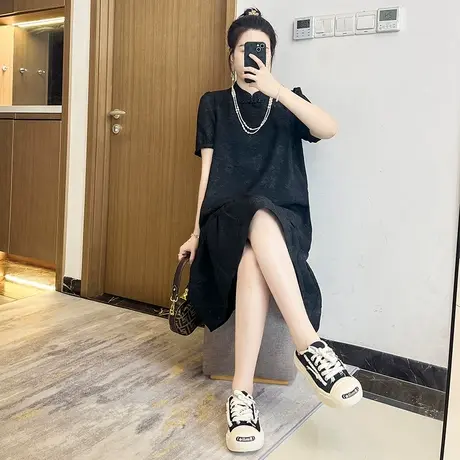 连衣裙2025夏新款女装复古宽松显瘦肌理感短袖新中式旗袍大码胖mm图片
