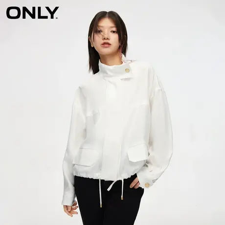 ONLY2024春季新款时尚简约落肩袖宽松纯色立领外套女|124136047图片