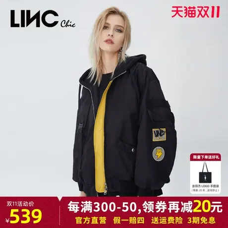 LINC金羽杰羽绒服女2023年冬季新款反季断码女款短款羽绒夹克外套图片