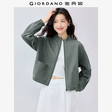 佐丹奴外套女装纯棉立领口袋短款针织卫衣外套 05375457图片