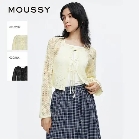 MOUSSY 2025夏季新品法式田园风钩花镂空针织开衫女028ISA70-0003图片