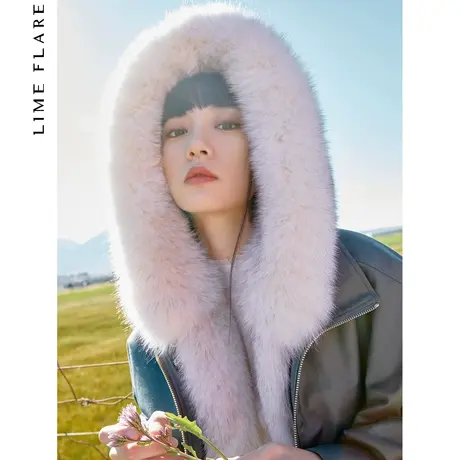 莱茵派克服上衣狐狸毛毛领内胆拼接兔毛皮草外套女冬装图片
