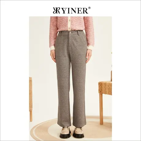YINER音儿女装2022冬季新款直筒长裤羊毛阔腿裤图片