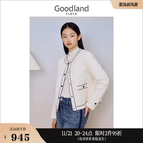 【聚暖白鹅绒】Goodland美地女装冬季小香风外套短羽绒服图片