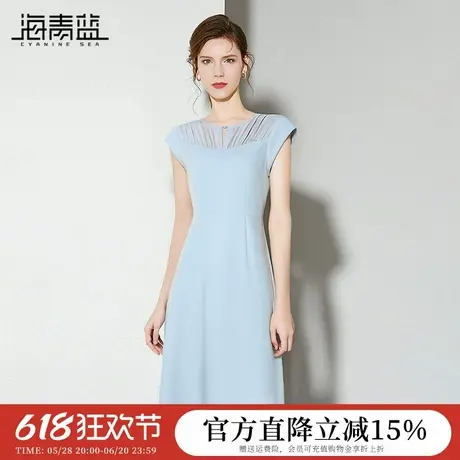 海青蓝 高端连衣裙夏女2025新款原创设计时尚中长款女装休闲裙子图片
