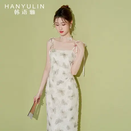 法式浪漫吊带连衣裙女质感高级吊带裙2025新款设计感气质印花裙子图片