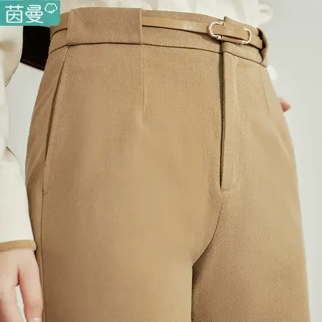 茵曼旗舰店垂感休闲直筒裤女士2024年秋季新款弹力保暖毛呢长裤子图片