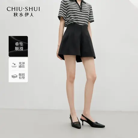 秋水伊人休闲短裤女 2025夏季新款时尚百搭高腰阔腿气质通勤裤子图片
