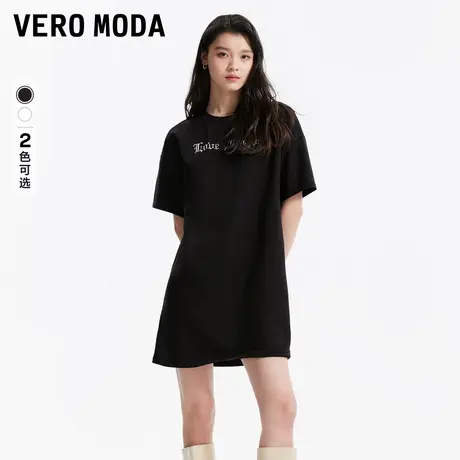 Vero Moda奥莱连衣裙夏季新款休闲舒适潮流宽松圆领百搭T恤裙子图片