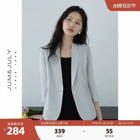 嘉茱莉九分袖西装外套女2025夏季新款小个子薄款休闲通勤西服上衣图片