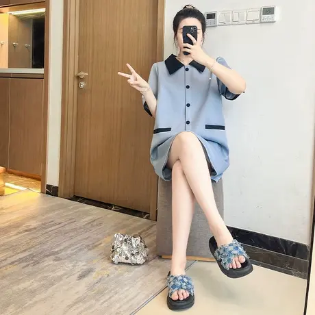 大码女装直筒裙子2025夏季新款气质高级感巨显瘦胖MM连衣裙小香风图片