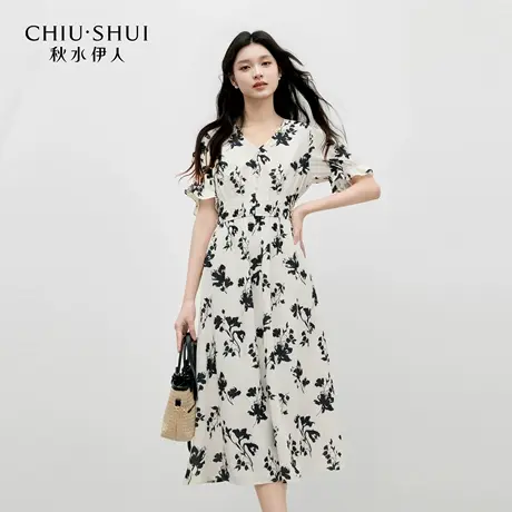 秋水伊人气质通勤裙子2025年夏季新款女时尚百搭泡泡袖设计连衣裙图片
