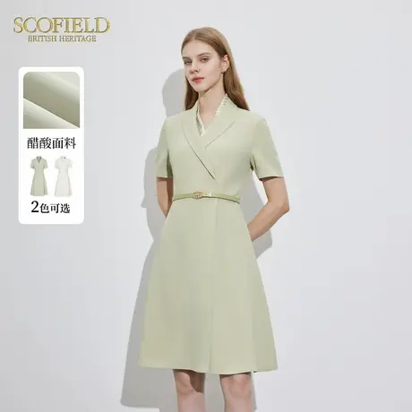 【醋酸】Scofield女装薄荷绿收腰西装领职场进阶连衣裙夏季裙子图片
