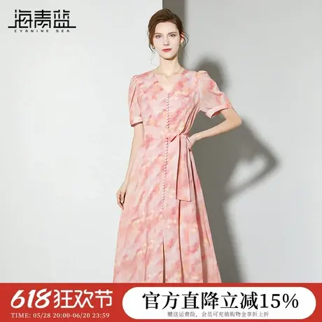 海青蓝 连衣裙夏女2025新款高级时尚气质温柔海边度假女装裙子图片