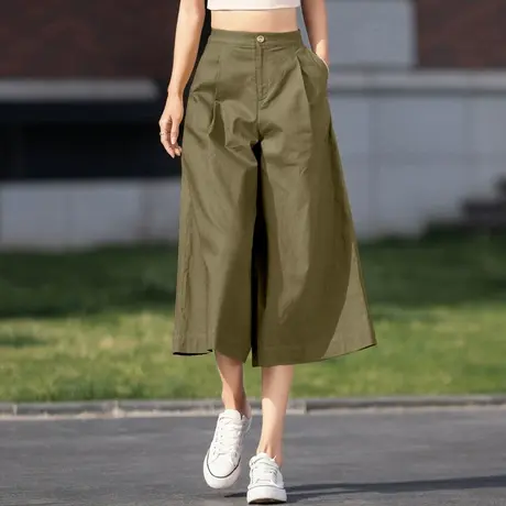 冰丝阔腿裤女夏季薄款2023新款高腰棉麻女裤垂感休闲亚麻七分裙裤图片