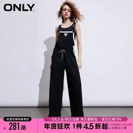 ONLY2023秋季新款宽松显瘦弹力直筒裤背带裤休闲裤女|12317S001图片