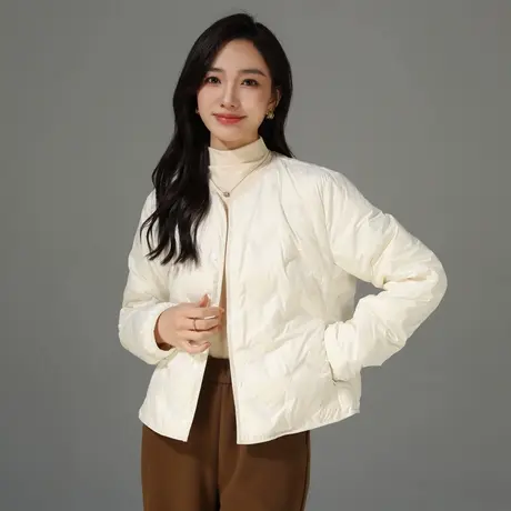 轻薄羽绒服女短款2024冬季新款白鸭绒防风保暖内搭设计感加绒外套图片